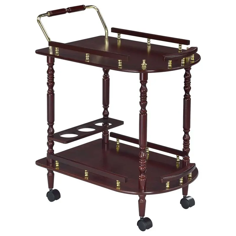 Palmer Merlot 2-Tier Rectangular Wood Bar Cart