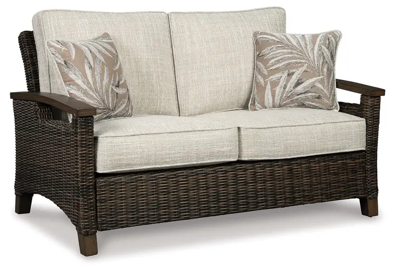 Paradise Trail Medium Brown Loveseat with Durable Cushions