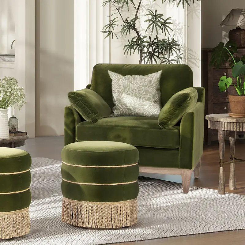 Pasadena Wide Accent Armchair – Olive Green Farmhouse Style Seat