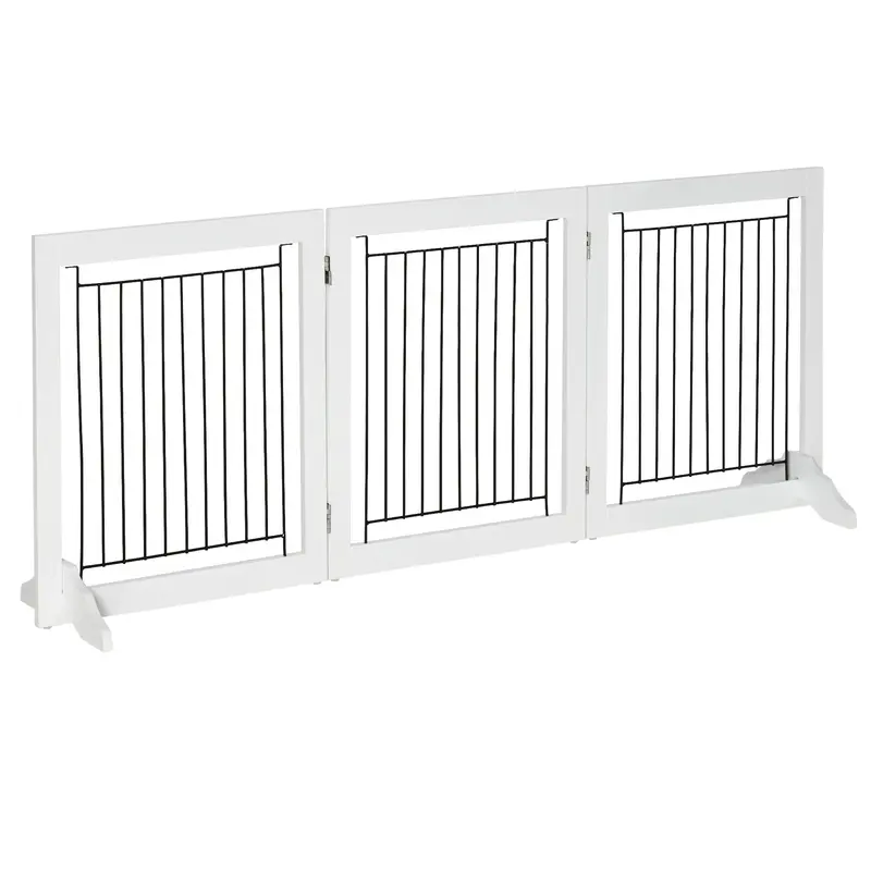 PawHut Foldable Pet Safety Gate – Adjustable Indoor/Outdoor Barrier with Secure Latch