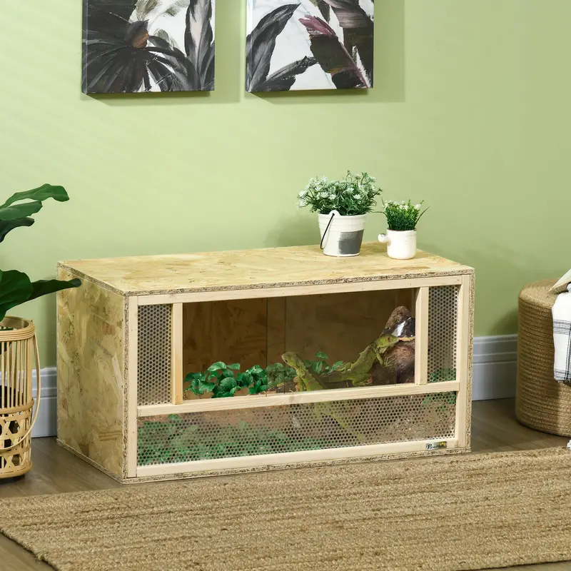 Pawhut Reptile Habitat – Ventilated Terrarium for Snakes, Lizards & More