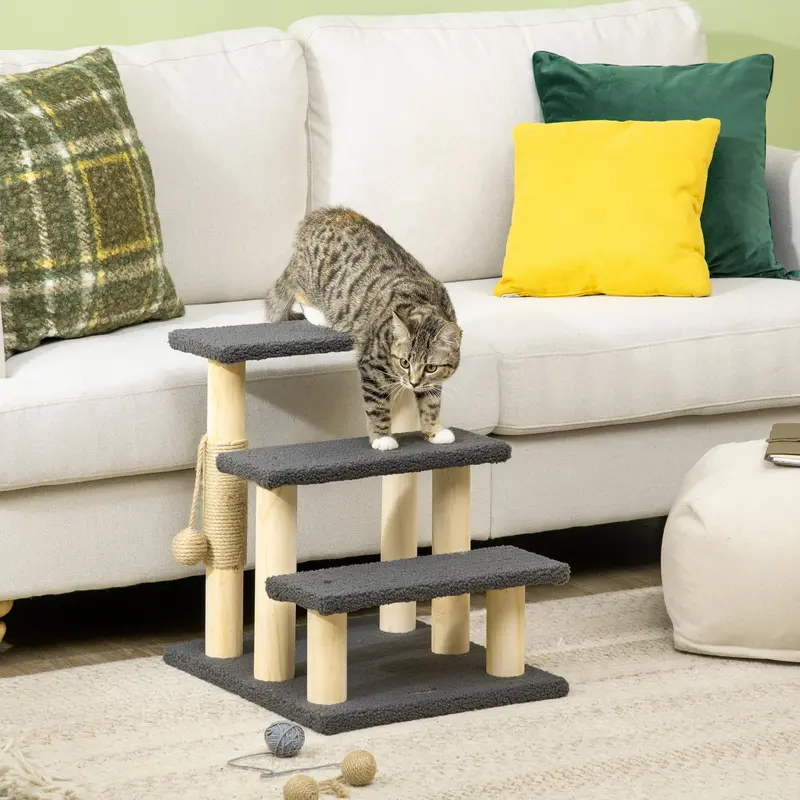 PawHut Three-Tier Cat Tree – 48cm Tall Scratching & Resting Tower for Felines