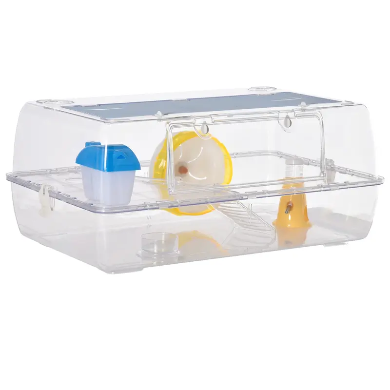 PawHut Two-Tier Hamster Habitat – Includes Exercise Wheel, Feeder & Waterer