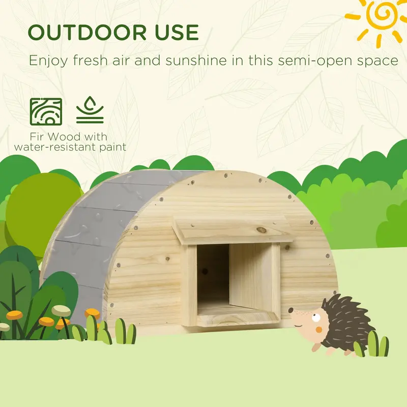 PawHut Wooden Hedgehog Shelter – Weather-Resistant Outdoor Hideaway for Wildlife or Pets