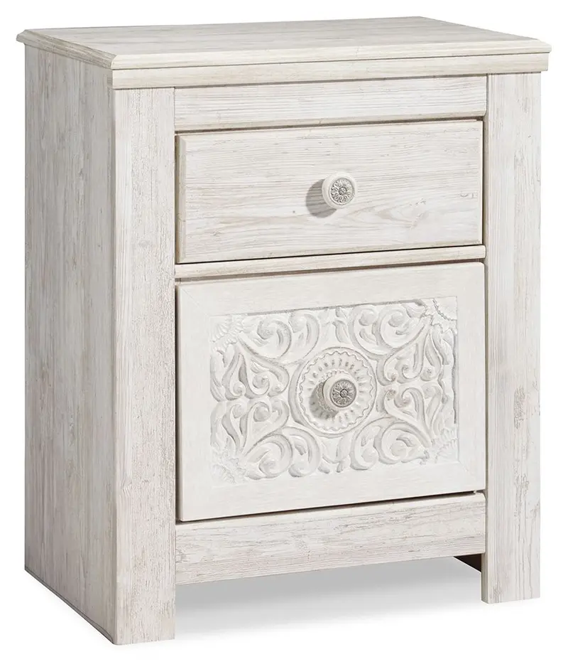 Paxberry Whitewash Two-Drawer Nightstand