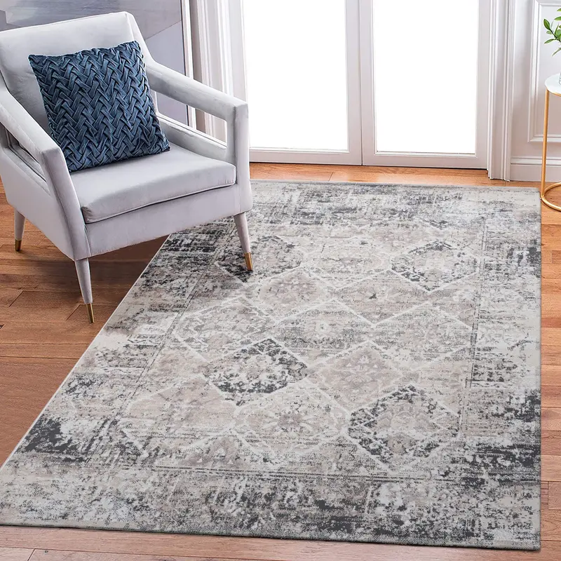 Payas Cream and Anthracite 6 ft x 9 ft Traditional Woven Rug