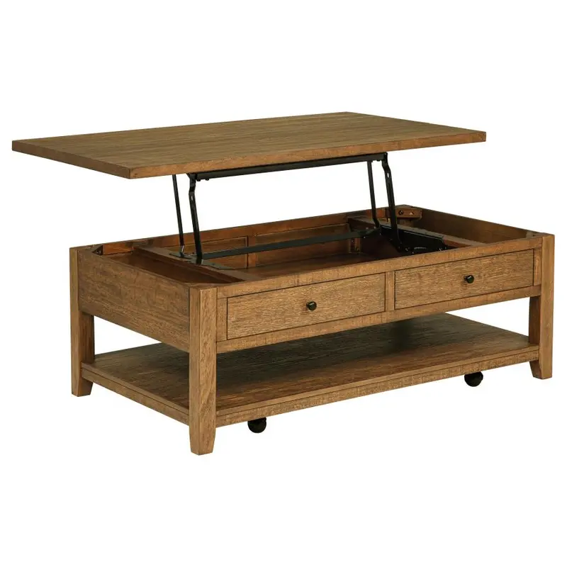 Payne Lift Top Mobile Coffee Table – 48-Inch Adjustable Height Table with Casters
