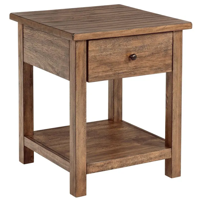 Payne Single-Drawer End Table – Compact Wood Nightstand with Open Shelf