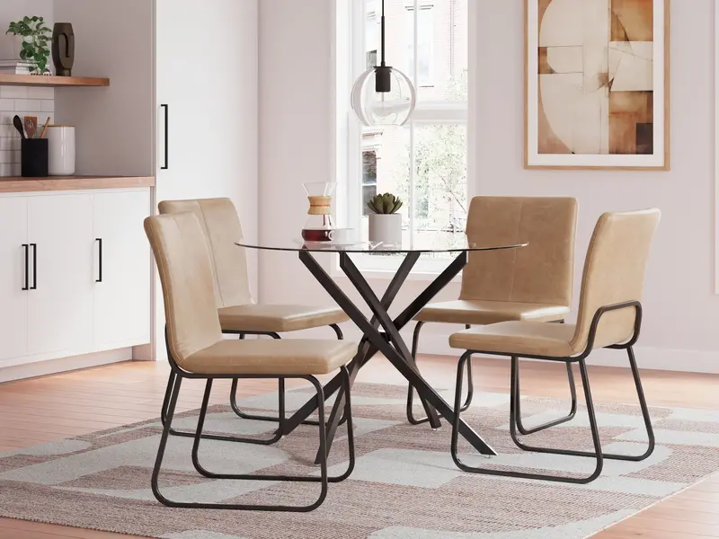 Pharwynn 5-Piece Black Dining Set: Table and Four Side Chairs