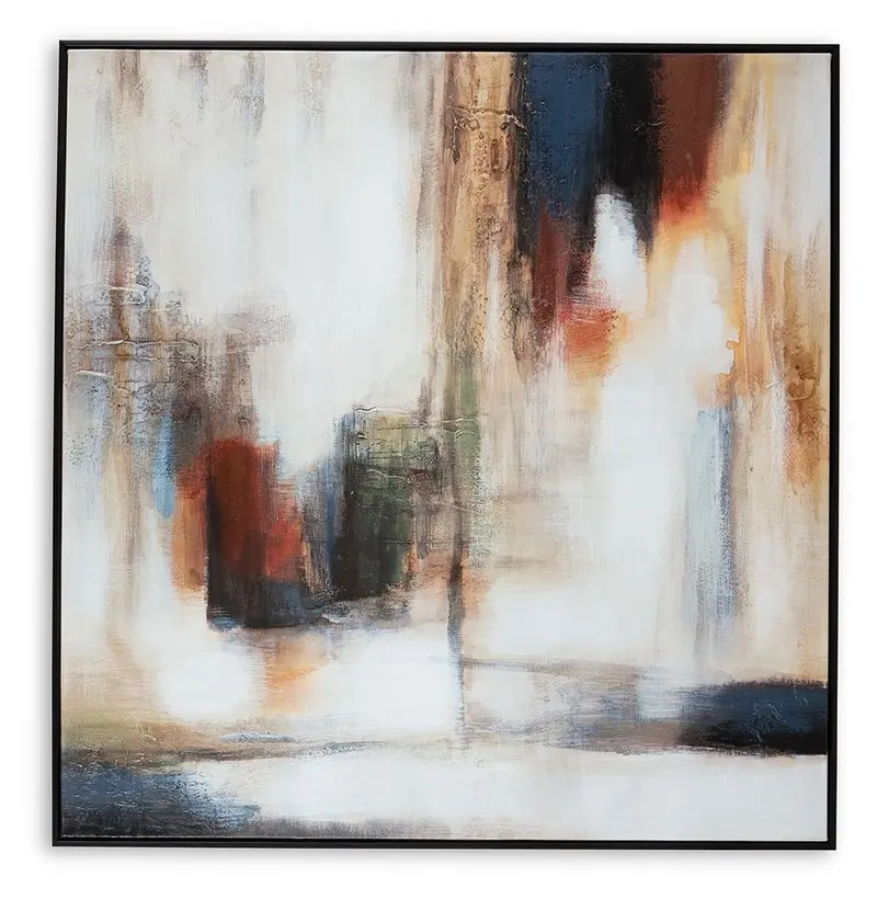 Pigeonford Abstract Wall Art Print – White, Teal, and Metallic Gold Accents