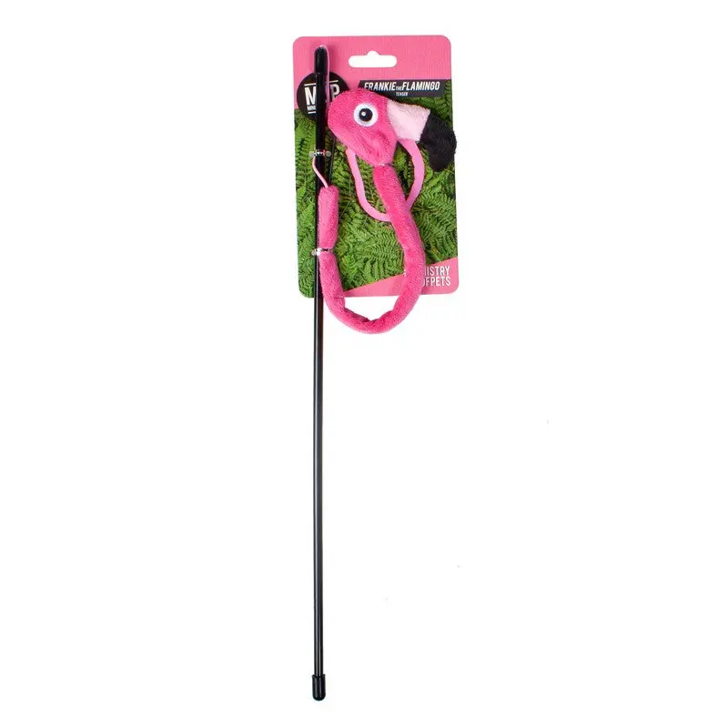 Pink Plush Cat Teaser Wand Toy – 40 cm Interactive Feather Stick by Ministry of Pets