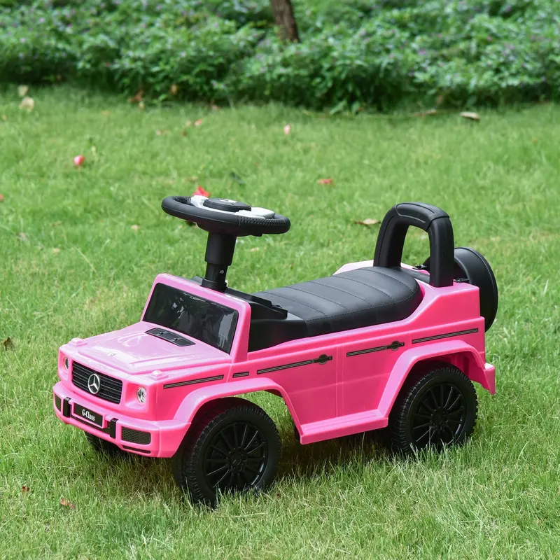 Pink Remote-Controlled Benz G350-Style Ride-On Car with Horn and Under-Seat Storage for Kids