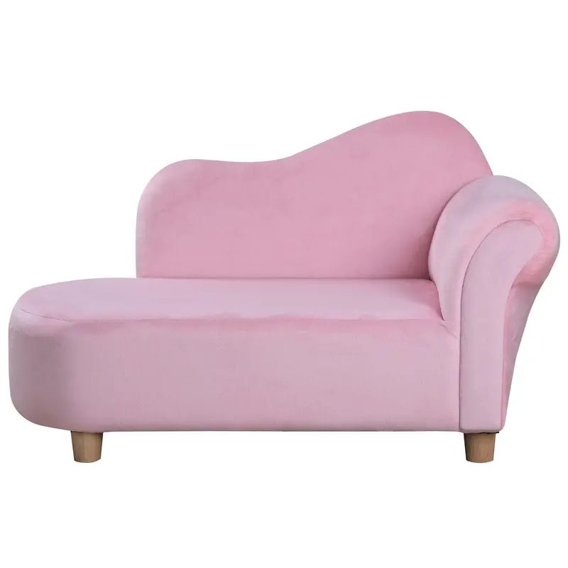 Pink Velvet-Look Kids’ Chaise Lounge – Stylish Accent Seating for Bedrooms or Playrooms