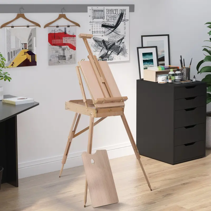 Portable Wooden Tripod Easel for Artists – Lightweight Folding Sketching Board