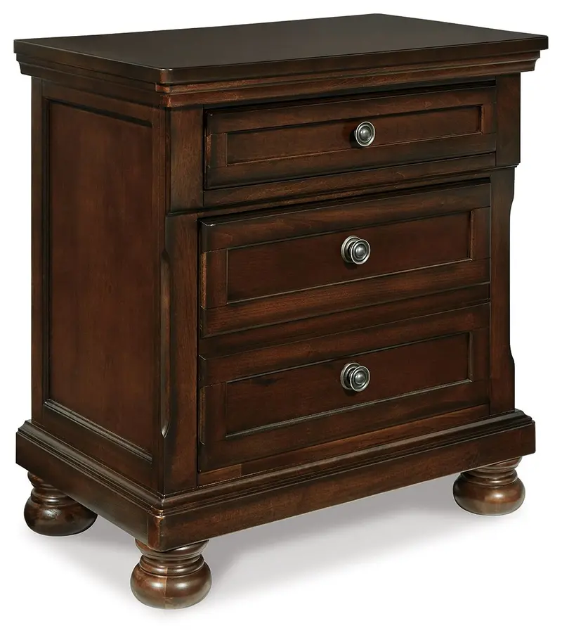 Porter Dark Brown Two-Drawer Nightstand with Clean Lines