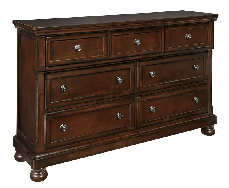 Porter Farmhouse-Style Dresser with Rustic Wood Grain Finish