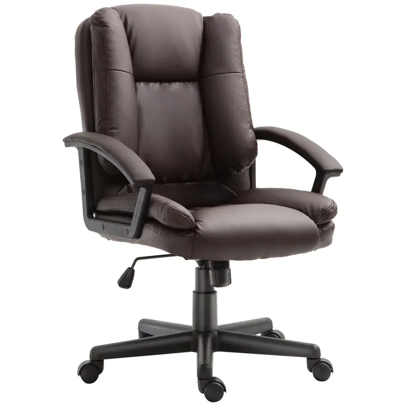 PU Leather Executive Office Chair – Ergonomic Brown Design