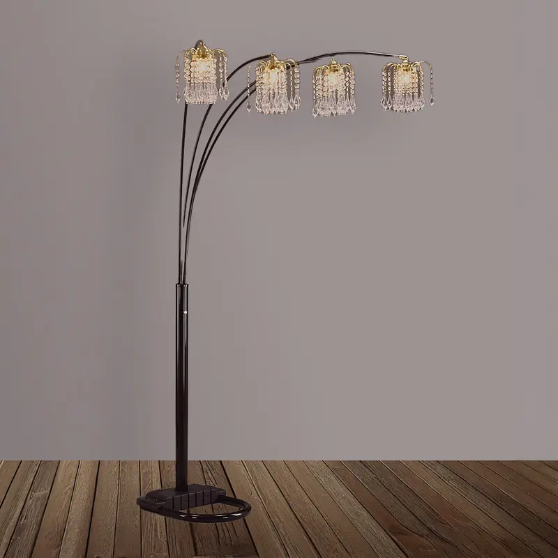 Rain Drop Black Metal Arc Floor Lamp