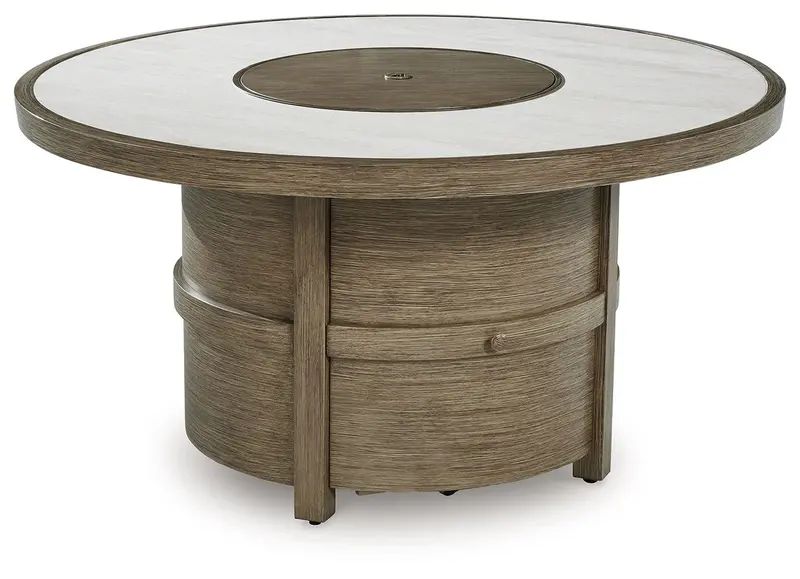 Rainier Ranch Beige Round Fire Pit Coffee Table