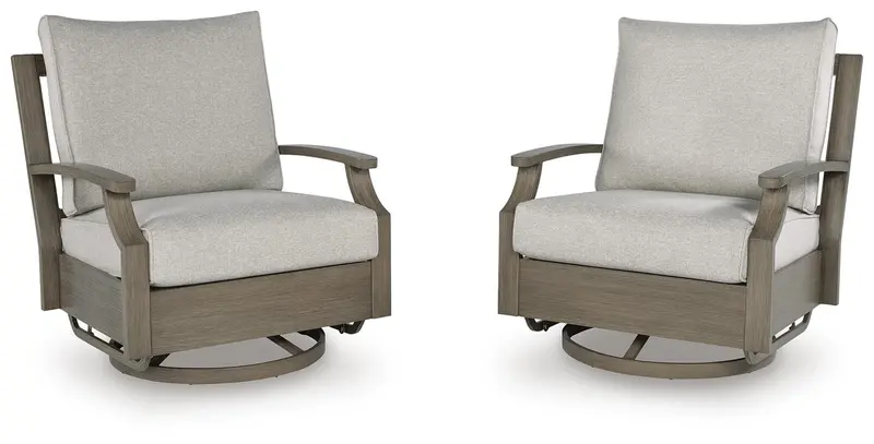 Rainier Ranch Brown and Beige Swivel Glider Recliner with Cushioned Seat