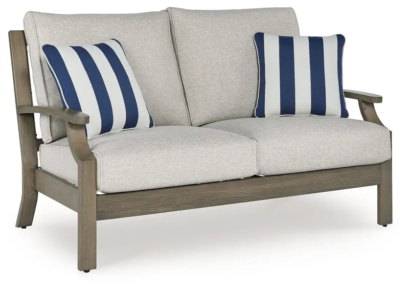 Rainier Ranch Brown-and-Beige Upholstered Loveseat