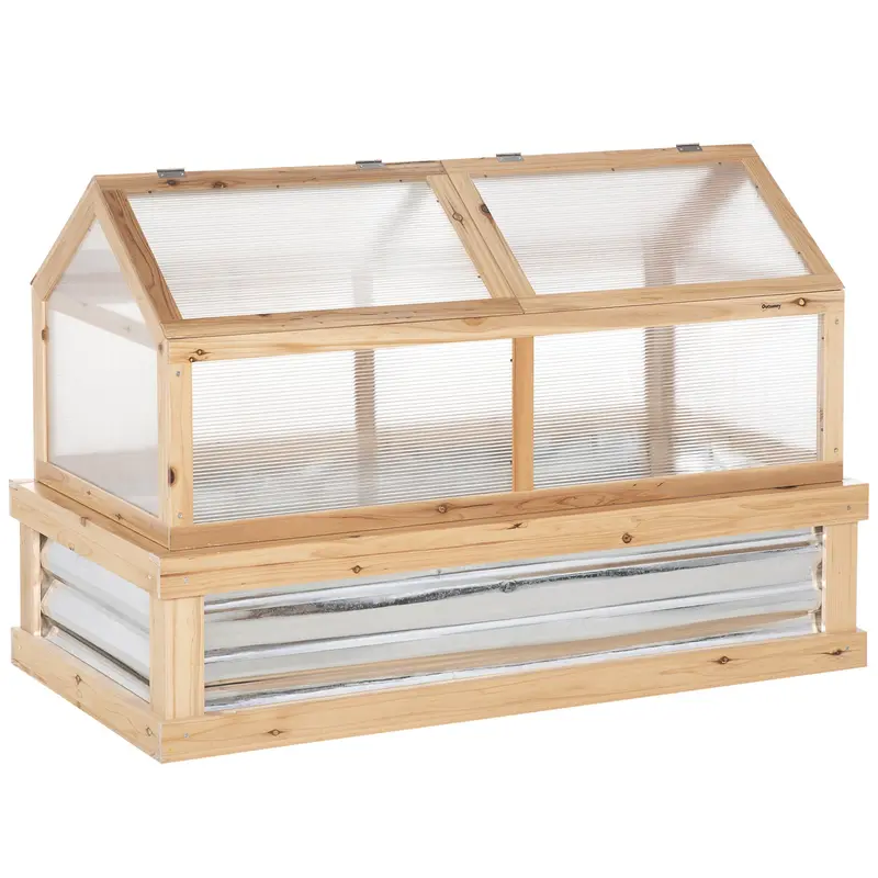 Raised Wooden Garden Bed with Removable Greenhouse Cover