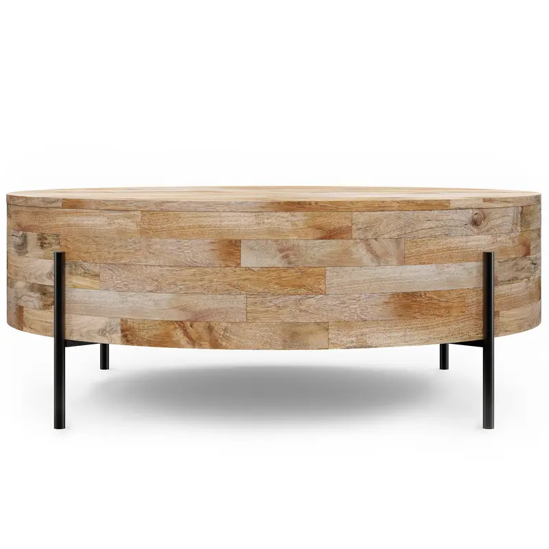 Rayburn Drum Table – Round Accent Table with Pedestal Base