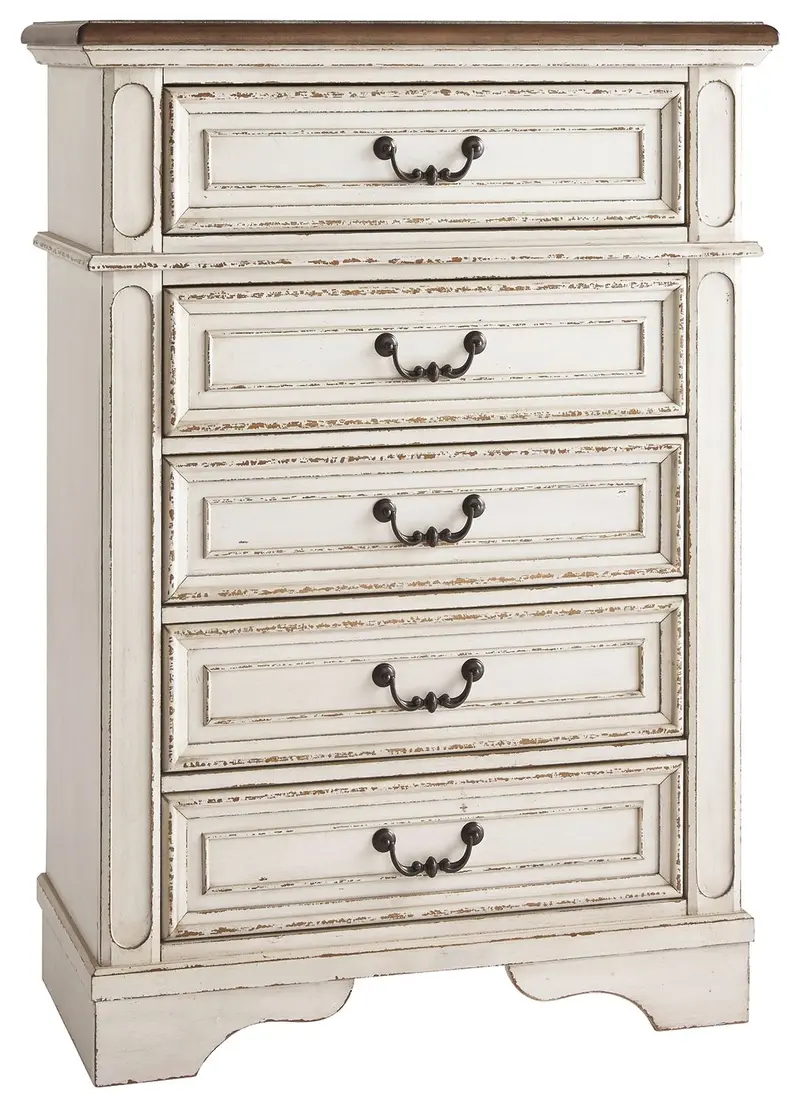 Realyn Chipped White Painted Chest with Antique-Inspired Hardware