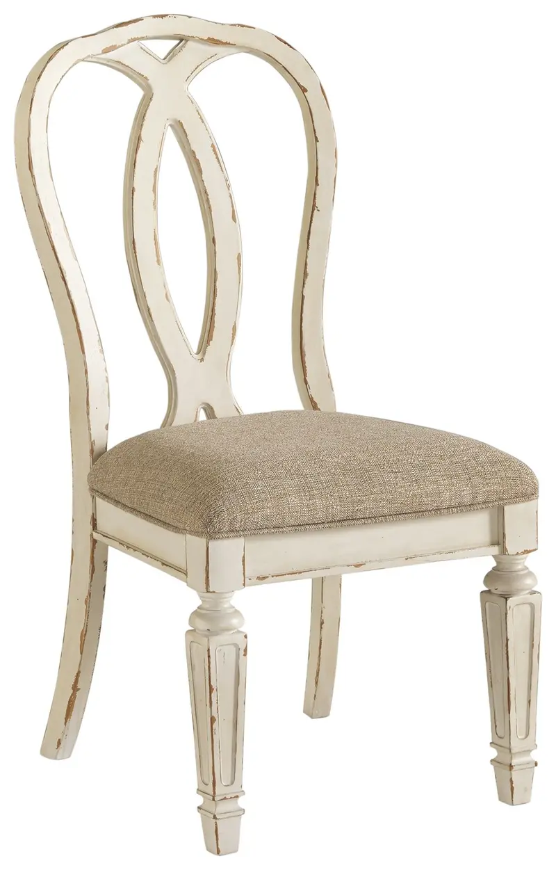 Realyn Chipped-White Ribbonback Dining Side Chairs (2-Pack)