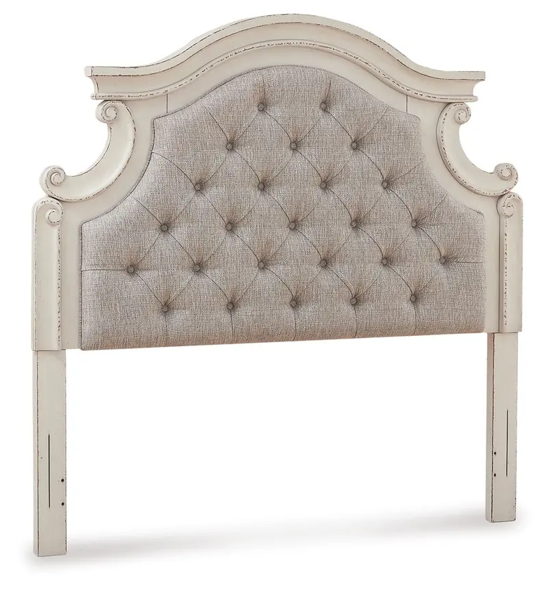 Realyn Full-Size Panel Headboard in Distressed Chipped White Finish