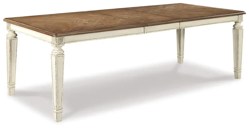 Realyn Rectangular Extendable Dining Table – Vintage Chipped White Style