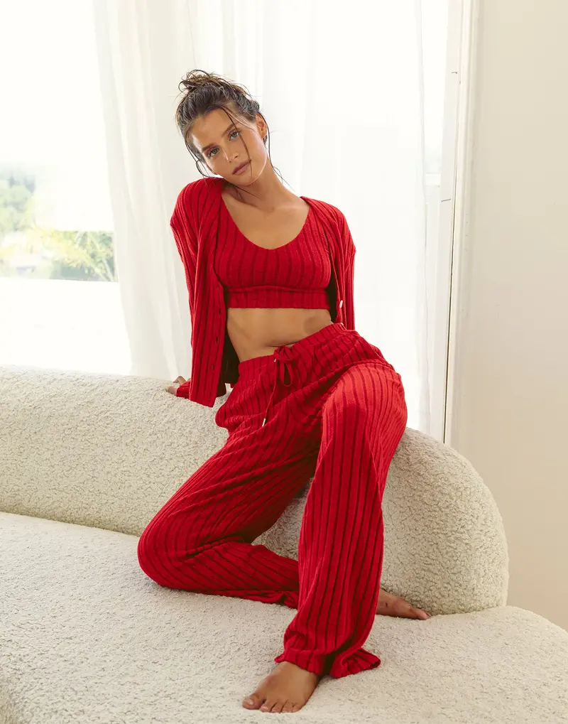 Red Wide-Leg Lounge Pant – Flowy & Flattering