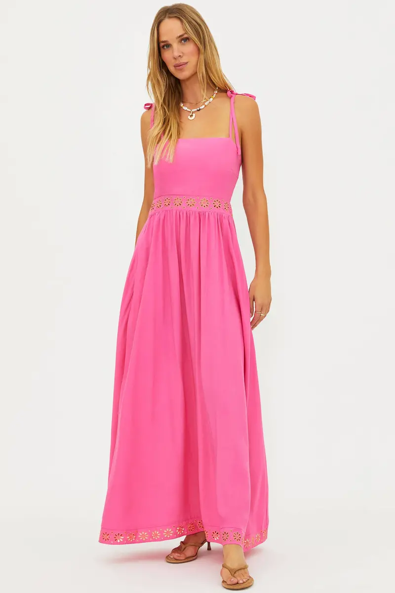 Rianne Eyelet-Trimmed Sleeveless Dress in Strawberry