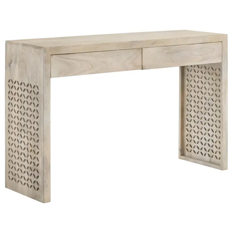 Rickman Whitewashed Wood Entryway Console with Two Drawers