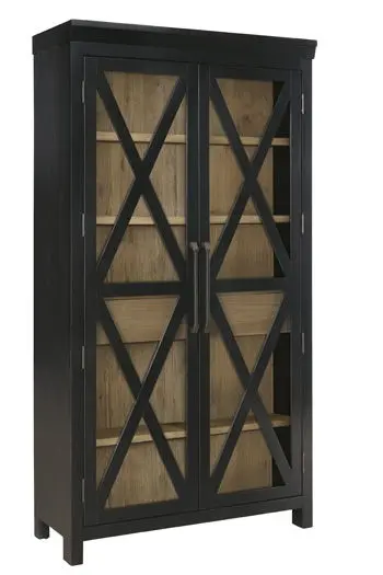 Ridgester Light Brown and Black Display Cabinet