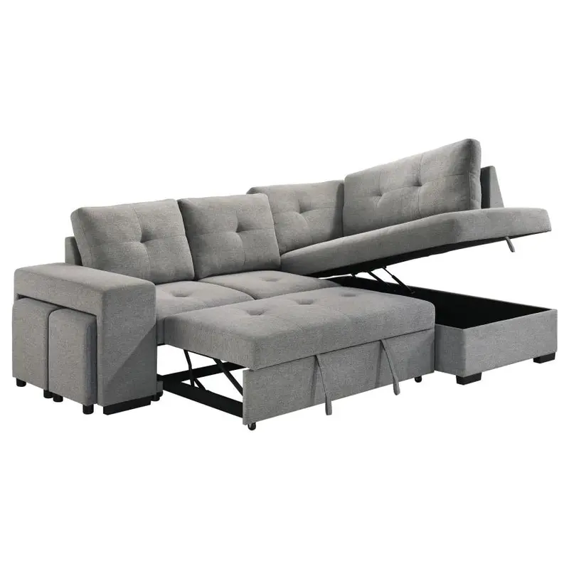 Roanne Gray Fabric Sleeper Sectional Sofa with Pull-Out Mattress