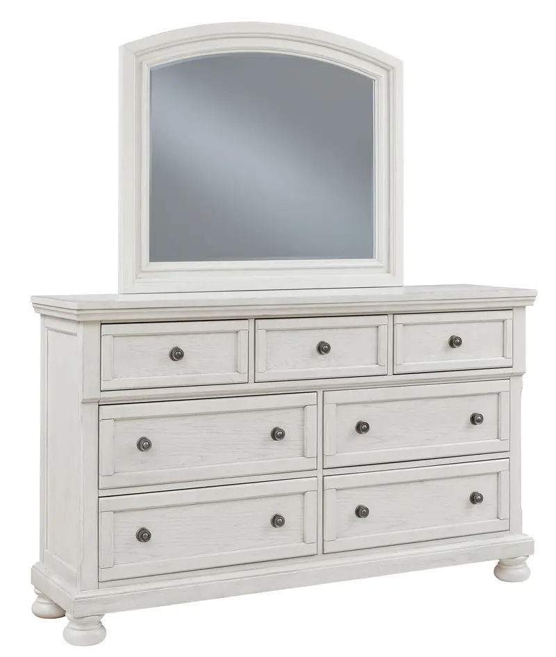 Robbinsdale Antique White Dresser and Matching Mirror
