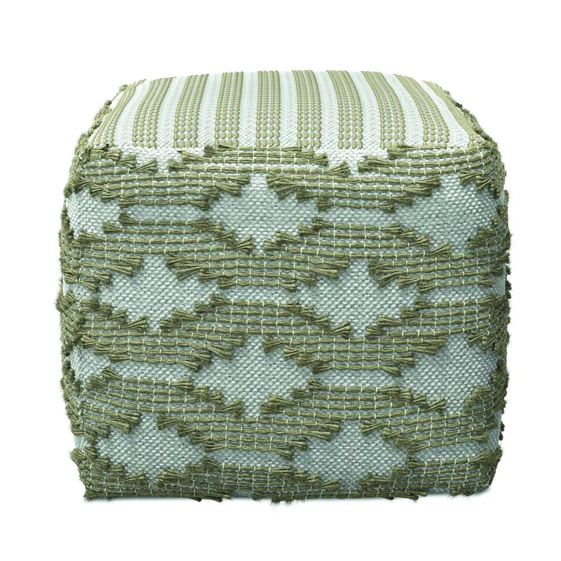 Rowan Natural Fiber Square Pouf Ottoman – Neutral Tone