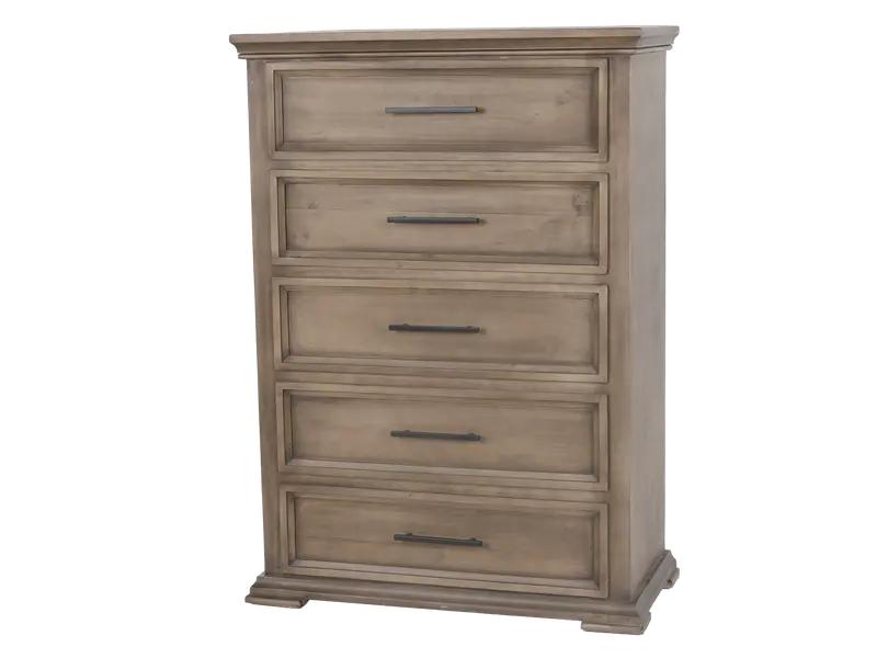 Rustic Five-Drawer Wooden Chest of Drawers