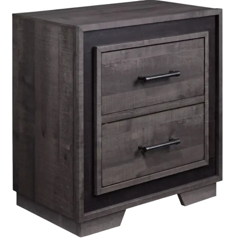 Rustic Two-Tone Nightstand with Recessed Panel Design – Gray & Wood
