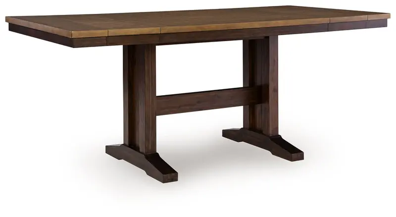 Rylandeen Counter Height Dining Table with Extension Leaf (Light & Dark Brown)