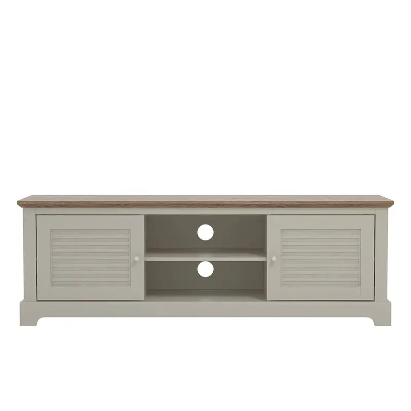 Salcombe Light Grey TV Unit with Six Shelves and Two Cabinet Doors