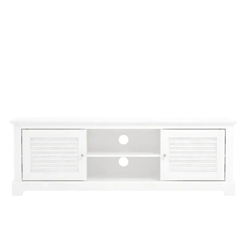 Salcombe White TV Unit with Six Shelves and Two Cabinet Doors