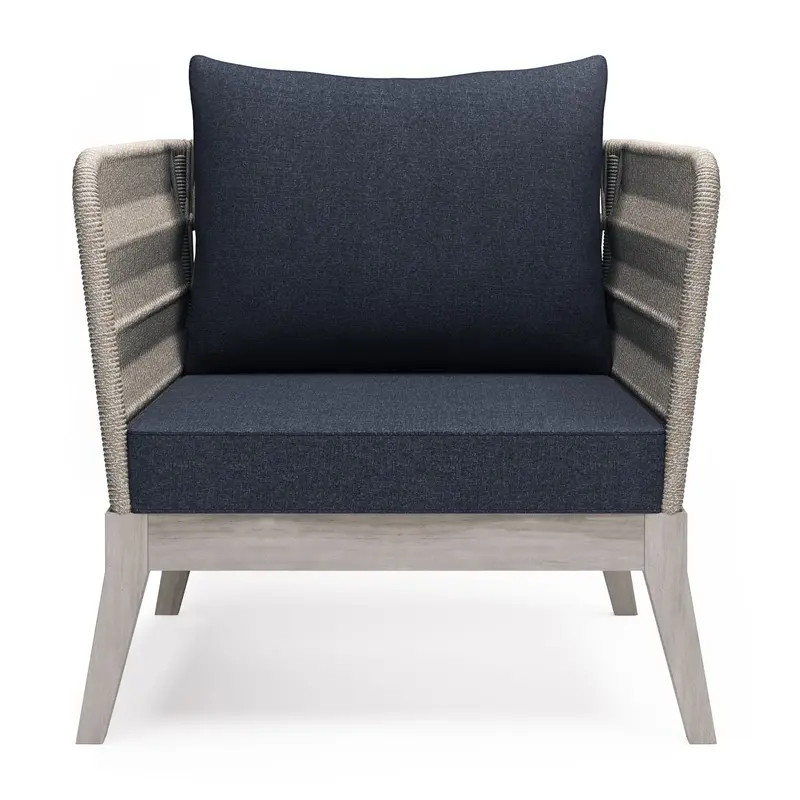 Santiago Slate Gray Outdoor Conversation Chair with All-Weather Fabric