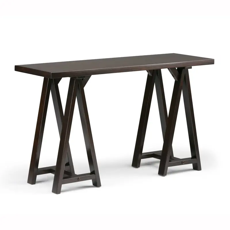 Sawhorse Console Table with Integrated Sofa Functionality
