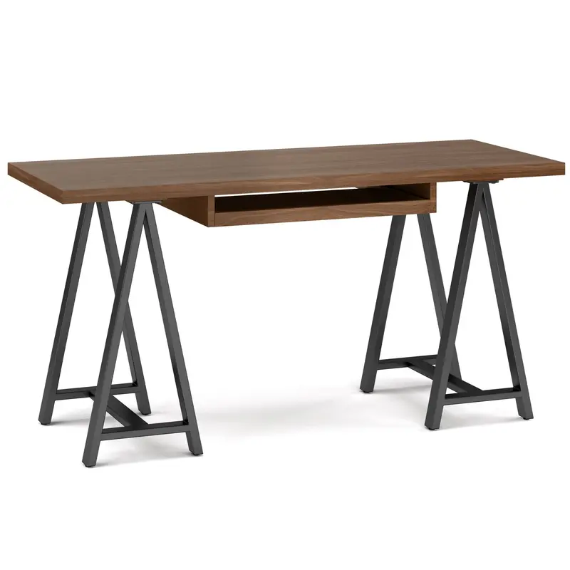 Sawhorse Solid Wood Desk – Handcrafted Executive Workstation
