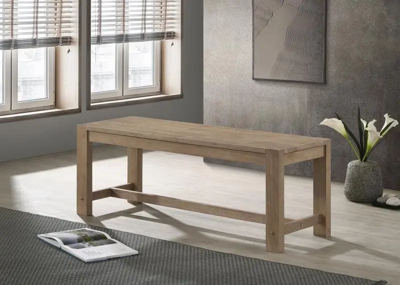 Scottsdale Washed Brown Wood Trestle Dining Bench