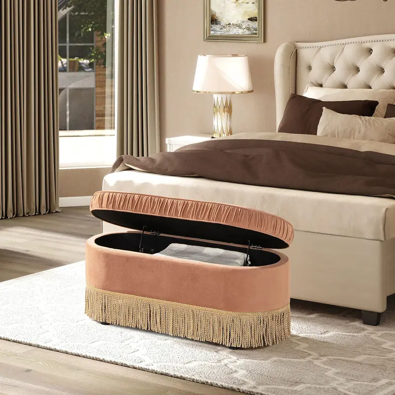 Serena Contemporary Oval Storage Bench and Ottoman