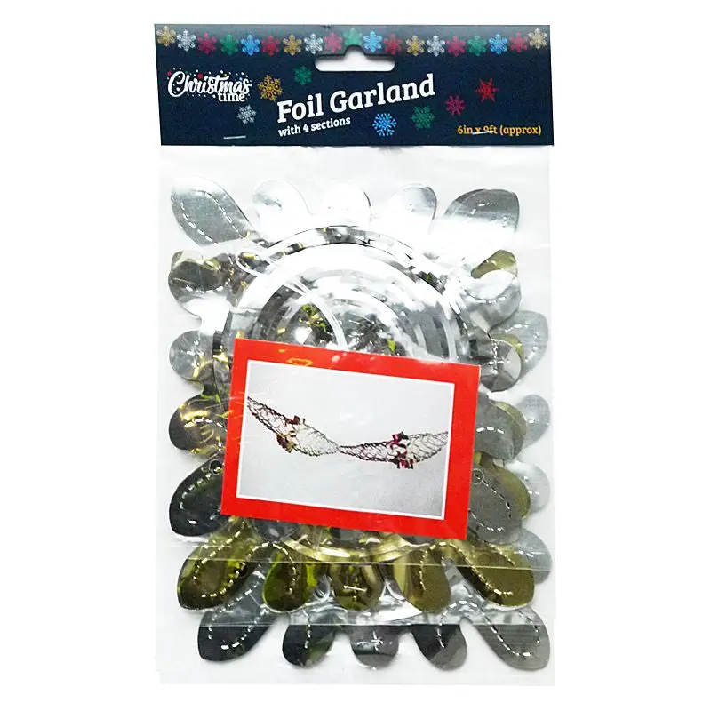 Set of 3 Metallic Christmas Garlands – Silver & Gold, 9 Feet Long
