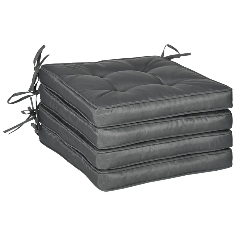 Set of Four Outdoor Seat Cushions – Weather-Resistant Garden Bench Pads with Tie-Down Straps